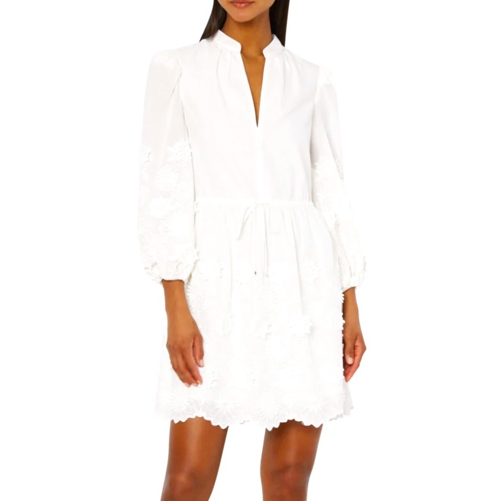 Milly Elise Dress with Floral Embroidery in White; NWT: Size 2